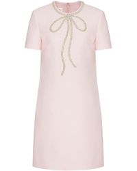 Valentino Garavani - Crepe Couture Mini-jurk Met Borduurwerk - Lyst