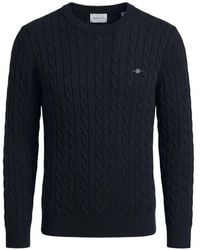 GANT - Classic Cable-Knit Embroidered-Logo Sweater - Lyst