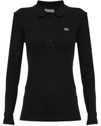 Lacoste - Ribbed Long-Sleeve Polo Shirt - Lyst