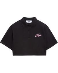 MSGM - Logo Crop Polo Top - Lyst