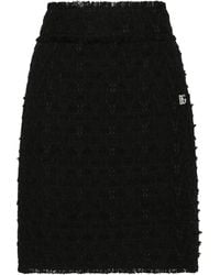 Dolce & Gabbana - Side-Slit Rush-Stitch Midi Skirt - Lyst