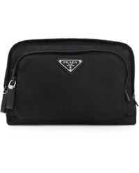 Prada - Pouch Lui Con Placca Logo - Lyst