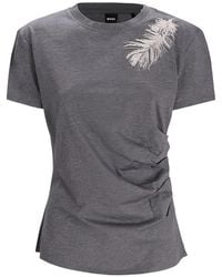 BOSS - Camiseta fruncida con plumas estampadas - Lyst