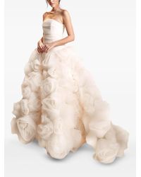 Ana Radu - Rose-Embellished Strapless Maxi Dress - Lyst