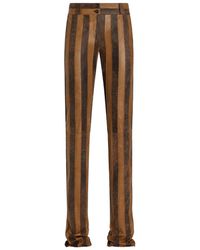 Dolce & Gabbana - Gestreepte Broek Van Nappa Leer - Lyst