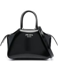 Prada - Borsa Tote Con Placca Logo - Lyst
