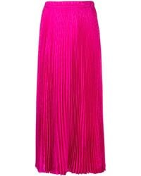 Valentino Garavani - Pleated Silk Midi Skirt - Lyst