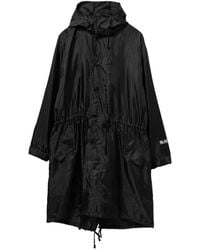 COMME DES GARÇON BLACK - Logo-Print Hooded Coat - Lyst