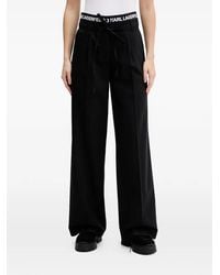 KARL LAGERFELD - Logo-Waistband Tie-Fastening Trousers - Lyst