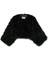 Yves Salomon - Feather-Trim Cropped Jacket - Lyst