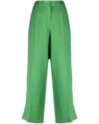 Max Mara - Washed Linen Cropped Trousers - Lyst