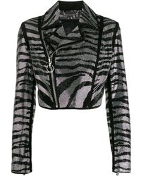 Philipp Plein Chaqueta biker con motivo de cebra - Negro