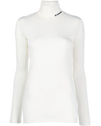 Jil Sander - High-Neck Long Sleeve Top With Logo Detail - Lyst
