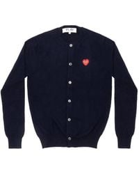 COMME DES GARÇONS PLAY - Rhinestone-Embellished Heart-Patch Cardigan - Lyst