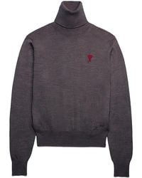 Ami Paris - Ami De Coeur Turtleneck Wool Jumper - Lyst
