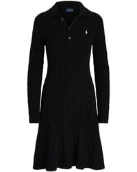 Polo Ralph Lauren - Robe Polo Mi-Longue En Maille Torsadée - Lyst
