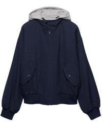 Prada - Chaqueta Con Capucha Y Bolsillo Frontal - Lyst