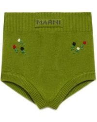 Marni - Wool-Cashmere Briefs With Flower Embroidery - Lyst