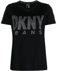 DKNY - Stud-embellished Short-sleeve T-shirt - Lyst