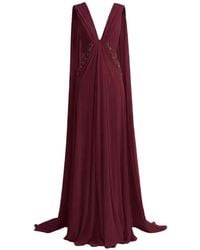 Gemy Maalouf - Beaded Cape-Sleeve Dress - Lyst