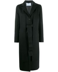Prada Abrigo largo con cuello con lazo - Negro