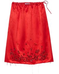 Prada - Satin Skirt With Embroidery - Lyst