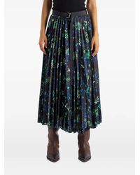 Sacai - Floral-Print Pleated Midi Skirt - Lyst