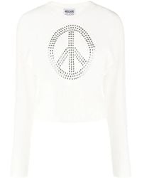 Moschino - Studded-Peace Sign Wool-Blend Jumper - Lyst