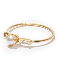 Zoe Chicco - 14kt Yellow Gold Pearl And Diamond Ring - Lyst