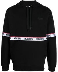 Moschino - Logo Trim Cotton Hoodie - Lyst