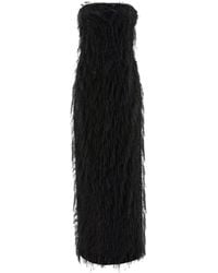 Ferragamo - Long Tube Dress With Voluminous Fringe - Lyst