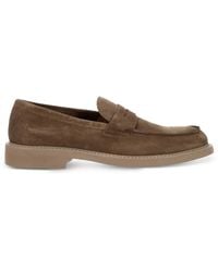 Doucal's - Suede Penny Loafers - Lyst