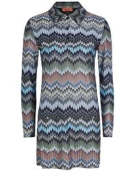 Missoni - Zig-Zag Polo-Collar Mini Dress - Lyst