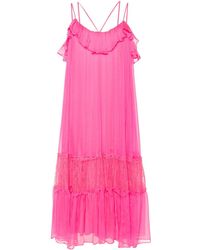Nissa - Lace-panelling Silk Dress - Lyst