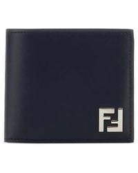 Fendi - Squared Ff Leather And Ff Canvas Compact Bi-Fold Wallet - Lyst