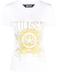 Just Cavalli - T-shirt Met Tijgerkop Patroon - Lyst