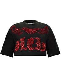 Philipp Plein - Sequin-Detail Cropped T-Shirt - Lyst