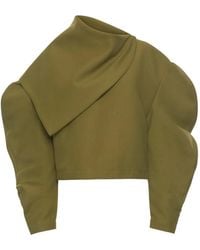 A.W.A.K.E. MODE - Draped-Collar Puff-Sleeve Top - Lyst