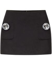 Area - Crystal-embellished Wool Mini Skirt - Lyst