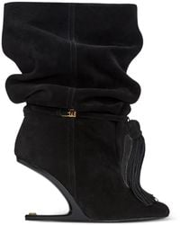 Balmain - No Wedge Suede Leather Ankle Boots With Tassel - Lyst