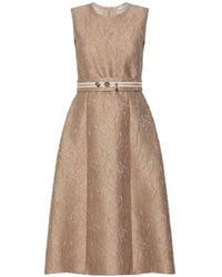 Max Mara - Stmskipper Floral-Jacquard Belted Midi Dress - Lyst
