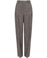 Victoria Beckham - Herringbone-pattern Tailored Trousers - Lyst