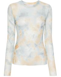 Erika Cavallini Semi Couture - Printed Long-Sleeve T-Shirt - Lyst