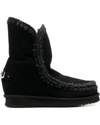 Mou - Crochet Stitch-Trim Wedge Boots - Lyst