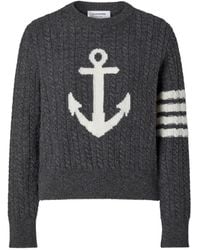 Thom Browne - Jersey De Lana Merino Con Motivo 4-Bar En Intarsia - Lyst