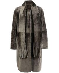 Manzoni 24 Wolle Mantel mit Kontrastkragen in Grau Damen Bekleidung Mäntel Lange Jacken und Winterjacken 