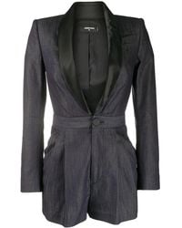DSquared² - Satin Lapel Denim Playsuit - Lyst