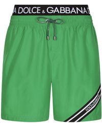 Dolce & Gabbana - Mid-Length Swim Trunks With Branded Band - Lyst