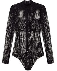 Balmain - Body Met Hoge Hals En Kant - Lyst
