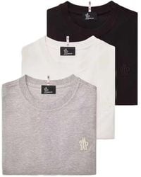 Moncler - Drie T-Shirt Met Ronde Hals En Logo - Lyst